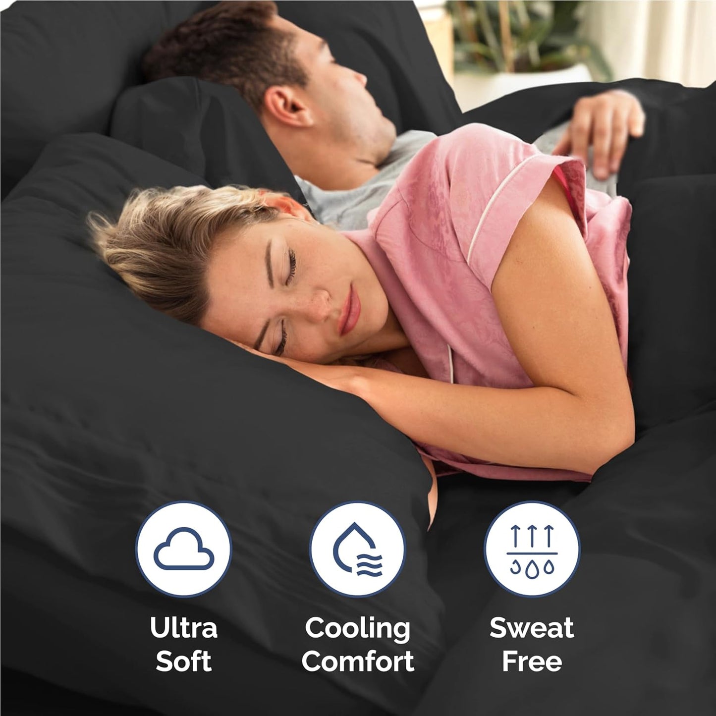 Skiennix Full Size 4-Piece Sheet Set - Comfy Cooling Bed Sheets | Ultra-Soft, Deep Pockets, Black