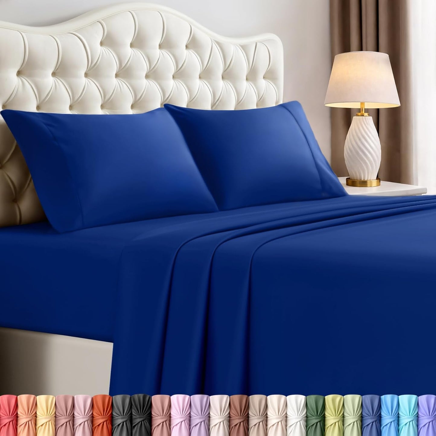 Utopia Bedding Queen Size Sheet Set - Soft, Breathable Microfiber | 4-Piece in Royal Blue, Oeko-Tex Certified