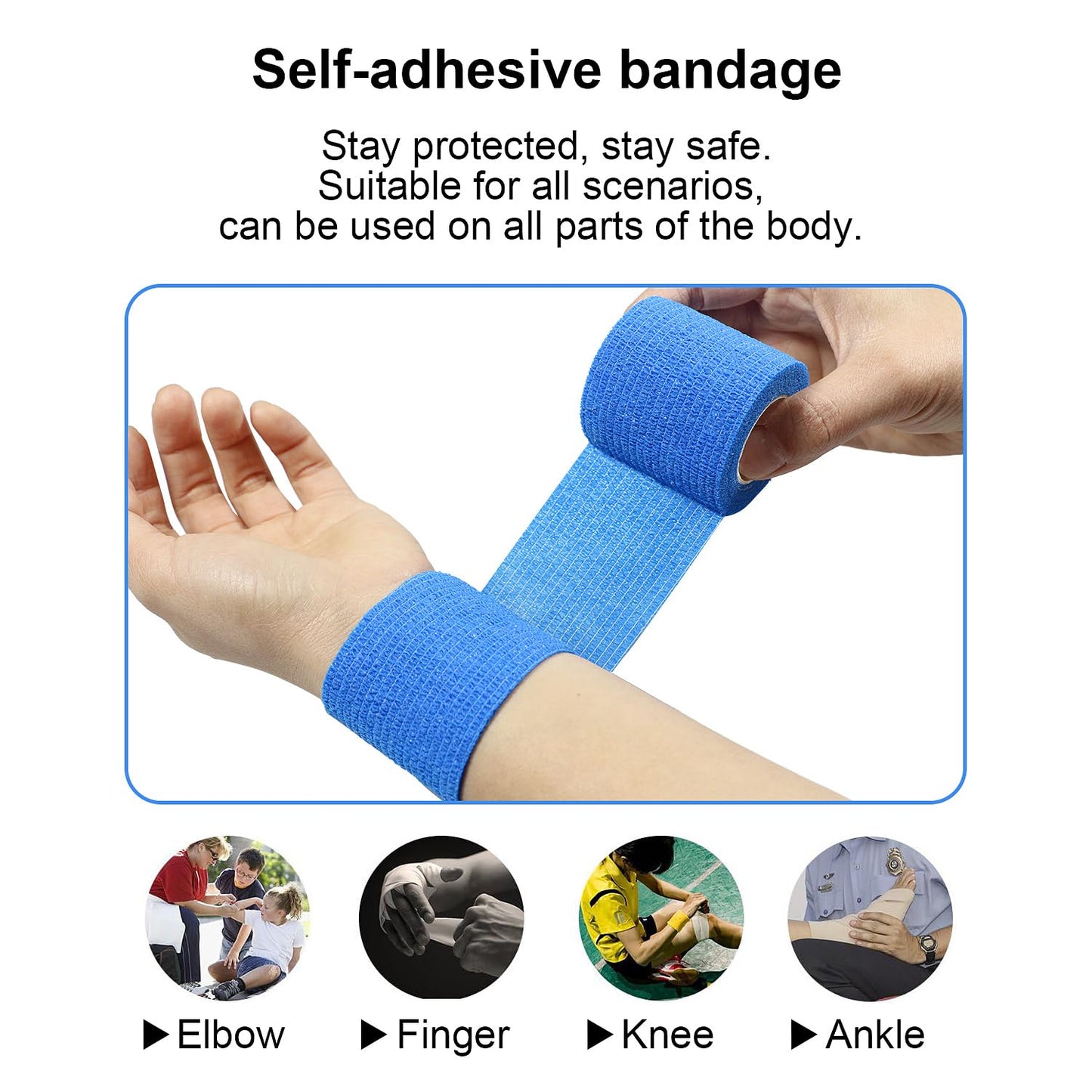 GooGou Self Adherent Wrap Bandages Self Adhering Cohesive Tape Elastic Athletic Sports Tape for Sports Sprain Swelling and Soreness on Wrist and Ankle 8PCS 2 in X 14.7 ft (White)