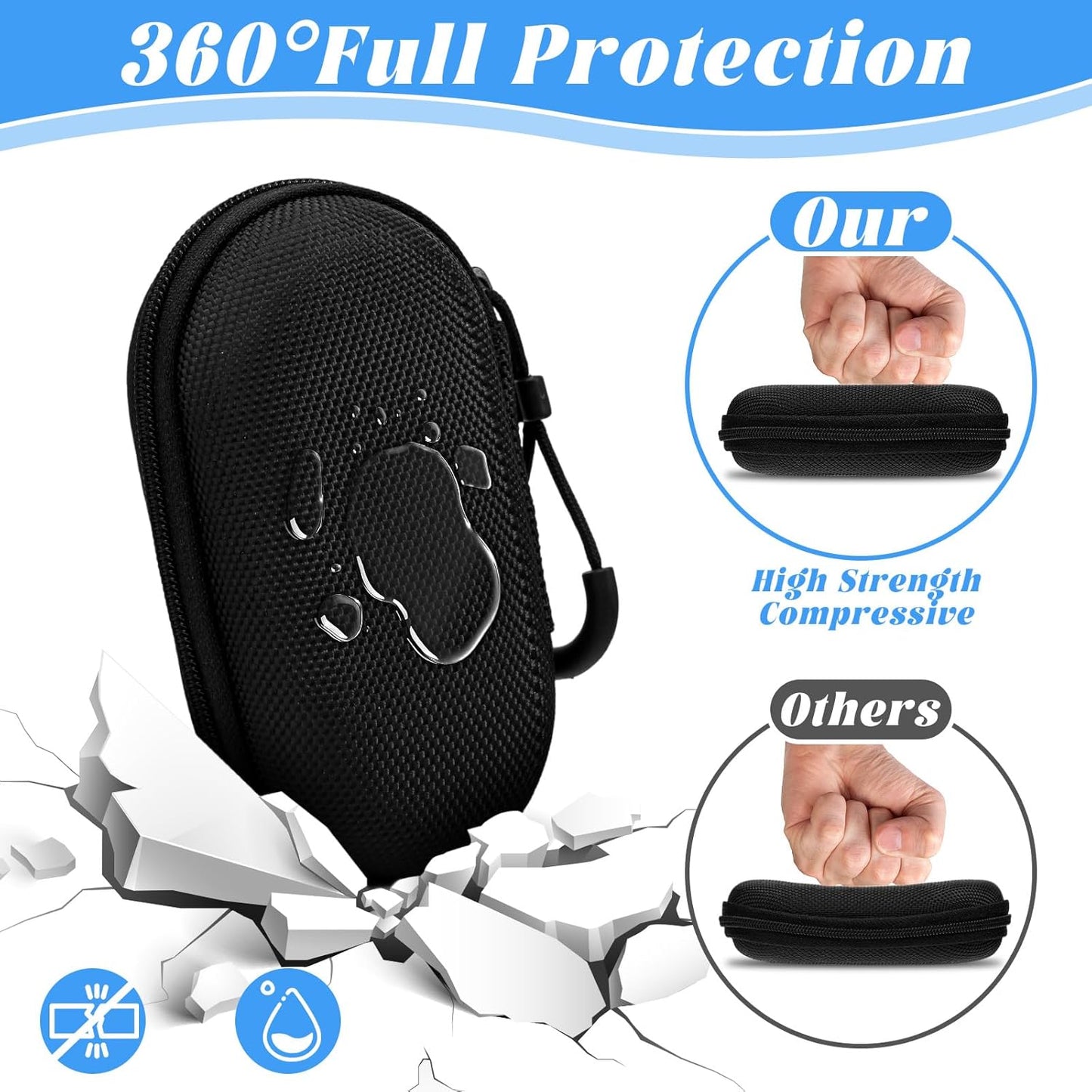 Matwsec MP3 Mini-Portable Case for Earphone Protective Hard Shell Travel Carrying Case Bag with Dual Zipper and Hook