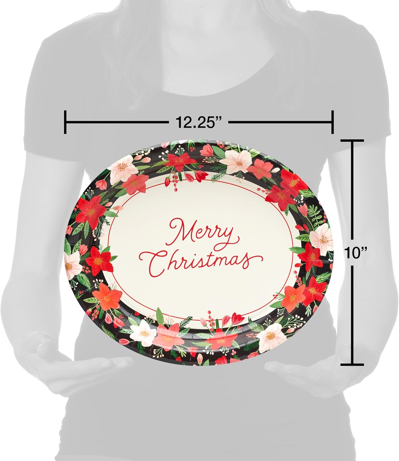 American Greetings 36-Count Paper Dinner Plates - Winter Floral Design for Christmas Parties