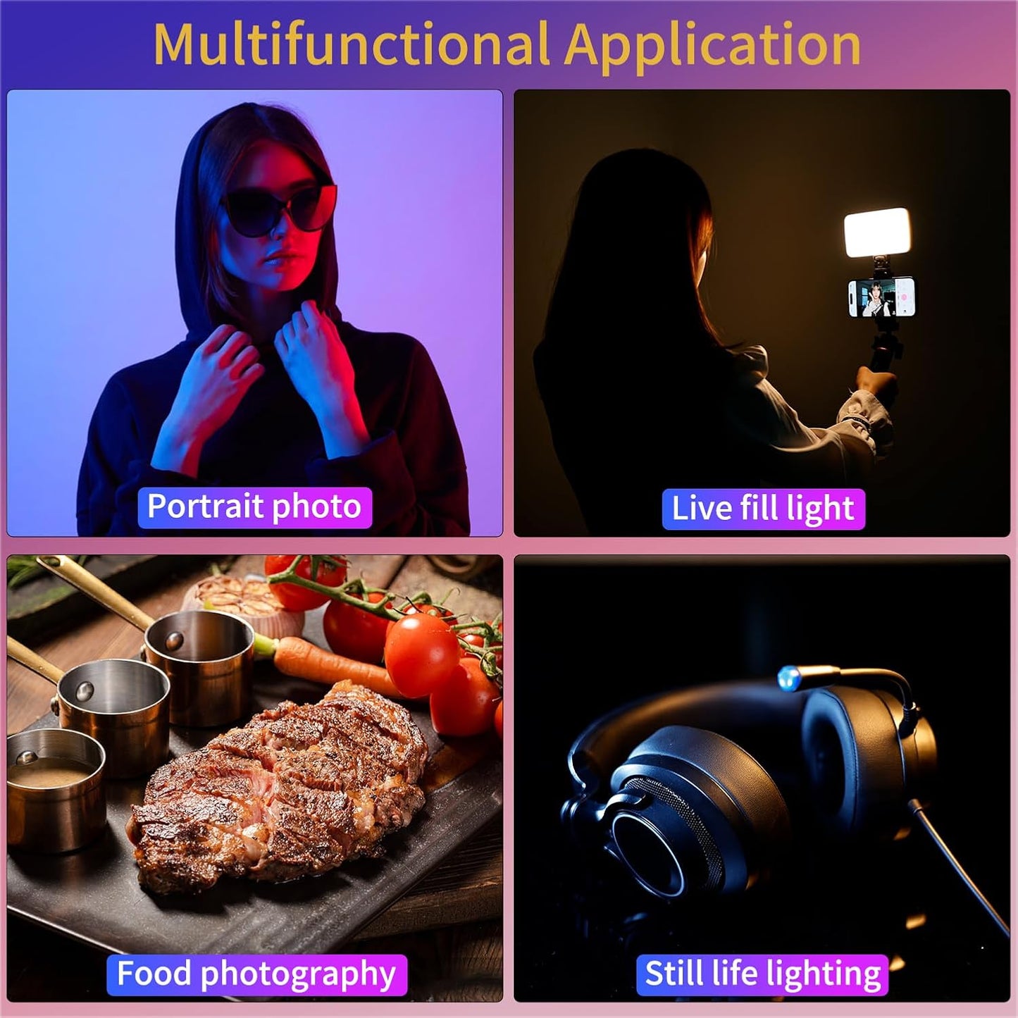 VRIG 2500K-9000K, 3000 20 140 RGB Video Light, Portable LED Camera Light, mAh, Effects, LEDs, OLED Display, DSLR