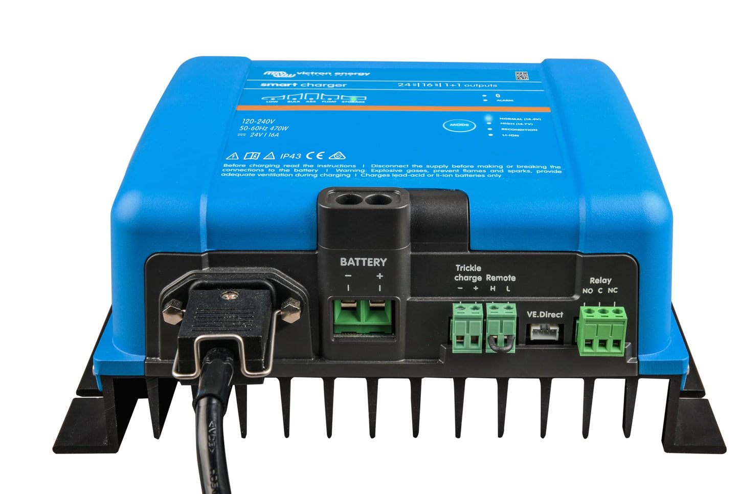Victron Energy Smart IP43 24-Volt 16 AMP 120-240VAC, (1+1) Output Battery Charger with Bluetooth