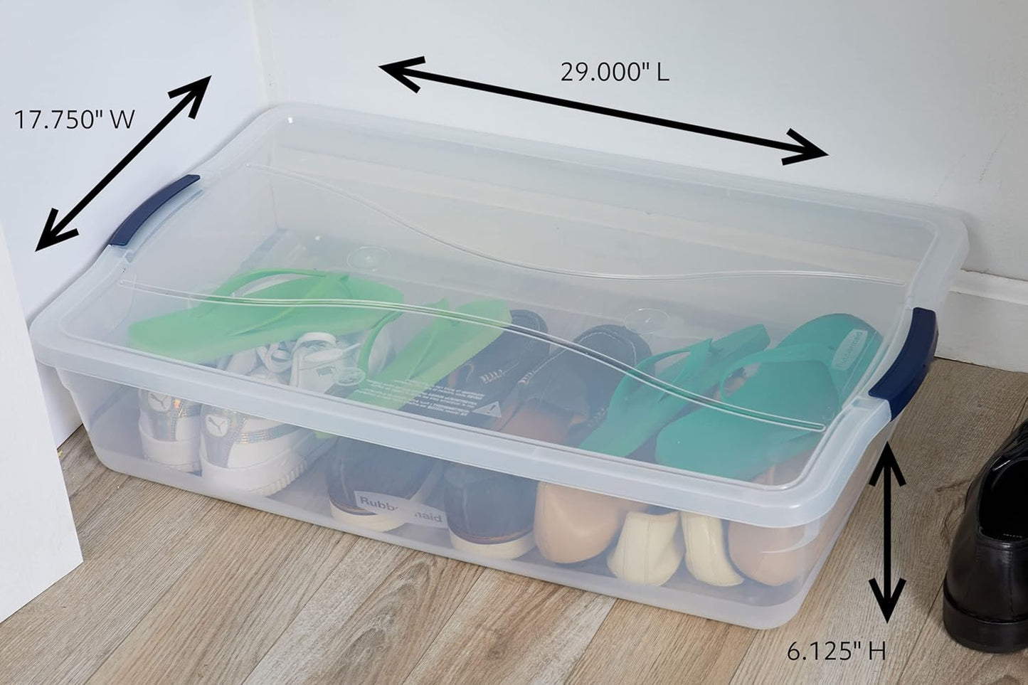 Rubbermaid Cleverstore 42 Quart Stackable Storage Bins - Clear Plastic with Lids | 4 Pack for Garage & Closet