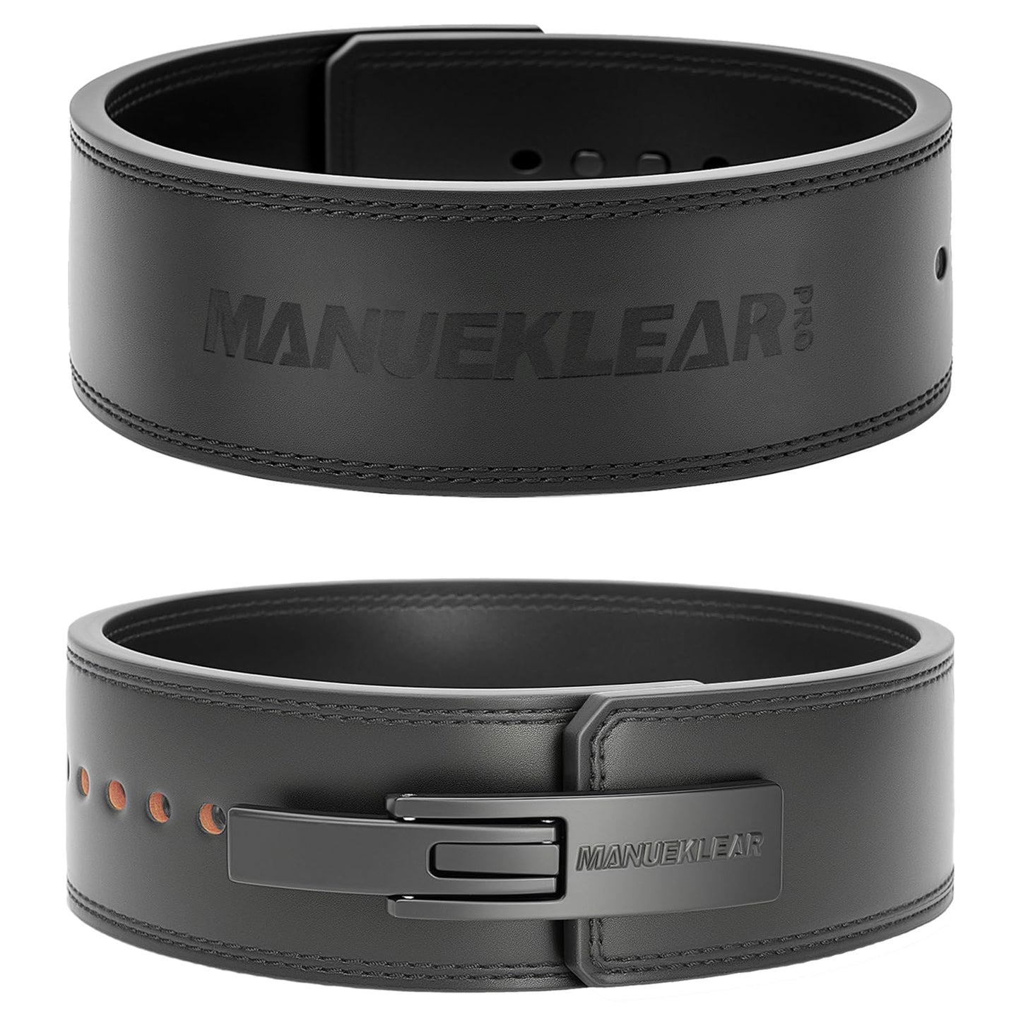 MANUEKLEAR 10mm Thick & 4inch Wide Weight Lifting Belt Lever, Lever Belt Weightlifting for Men and Women, Powerlifting Lever Gym Belt for Squat Deadlift Workout (Black, L(34-40inches))