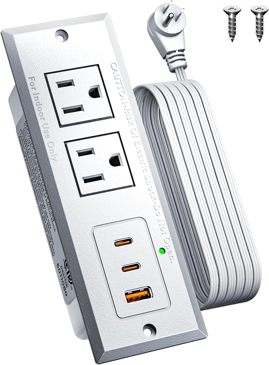 DOACE 20W 6ft 45 Recessed Power Strip with USB C Port, Fast Charging USB A Port Conference Recessed Outlet, Space-Saver