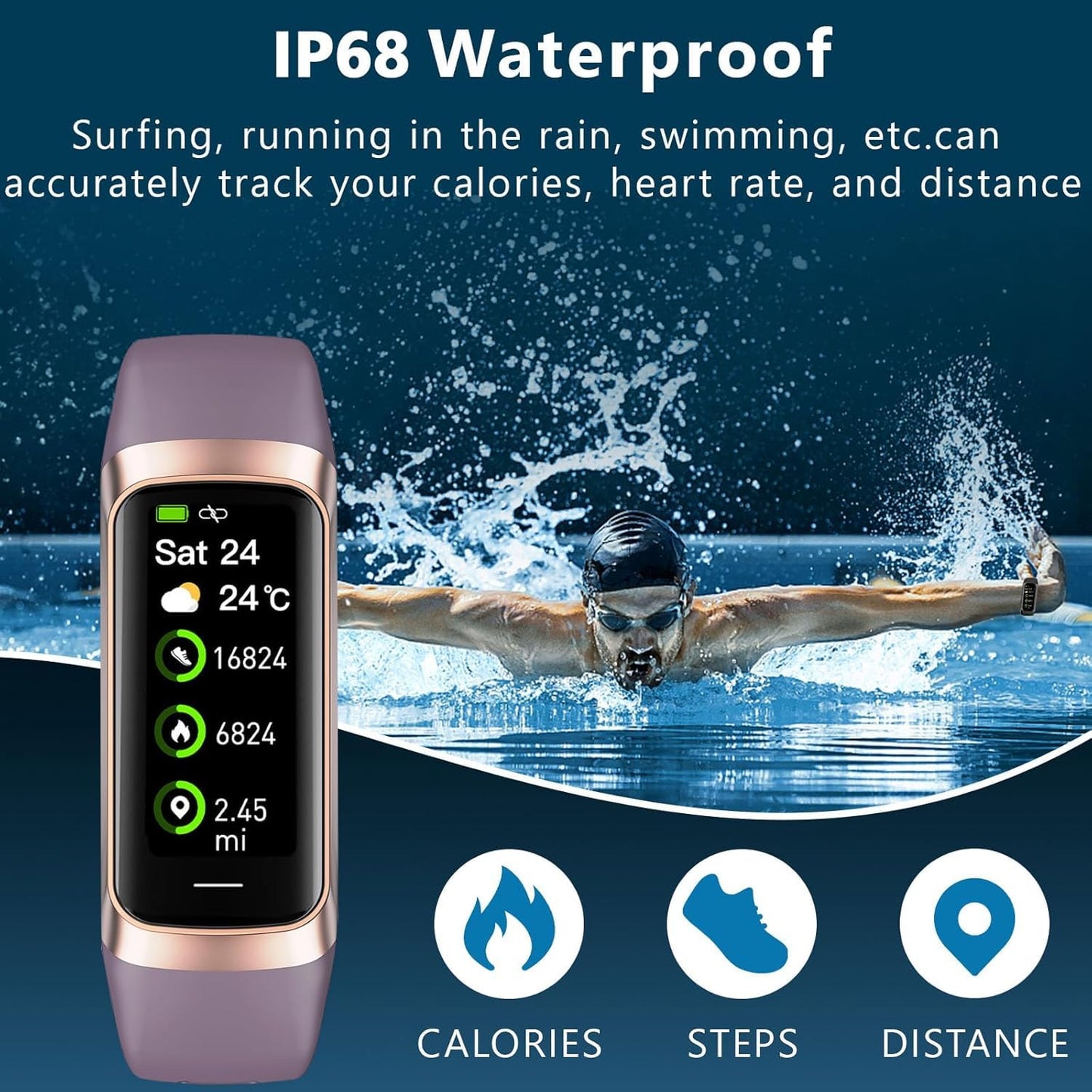 Fitness Tracker with Heart Rate/Blood Oxygen/Sleep Monitor, 20+ Sports Modes Smart Watches for Women/Men, Activity & Step Tracker Smart Watch for Android/iOS Phones (Bordeaux)