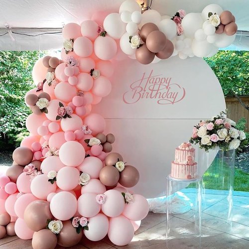 Awenztech 12-Inch Light Pink Balloons - 50 Pack Pastel Latex Balloons for Parties & Celebrations