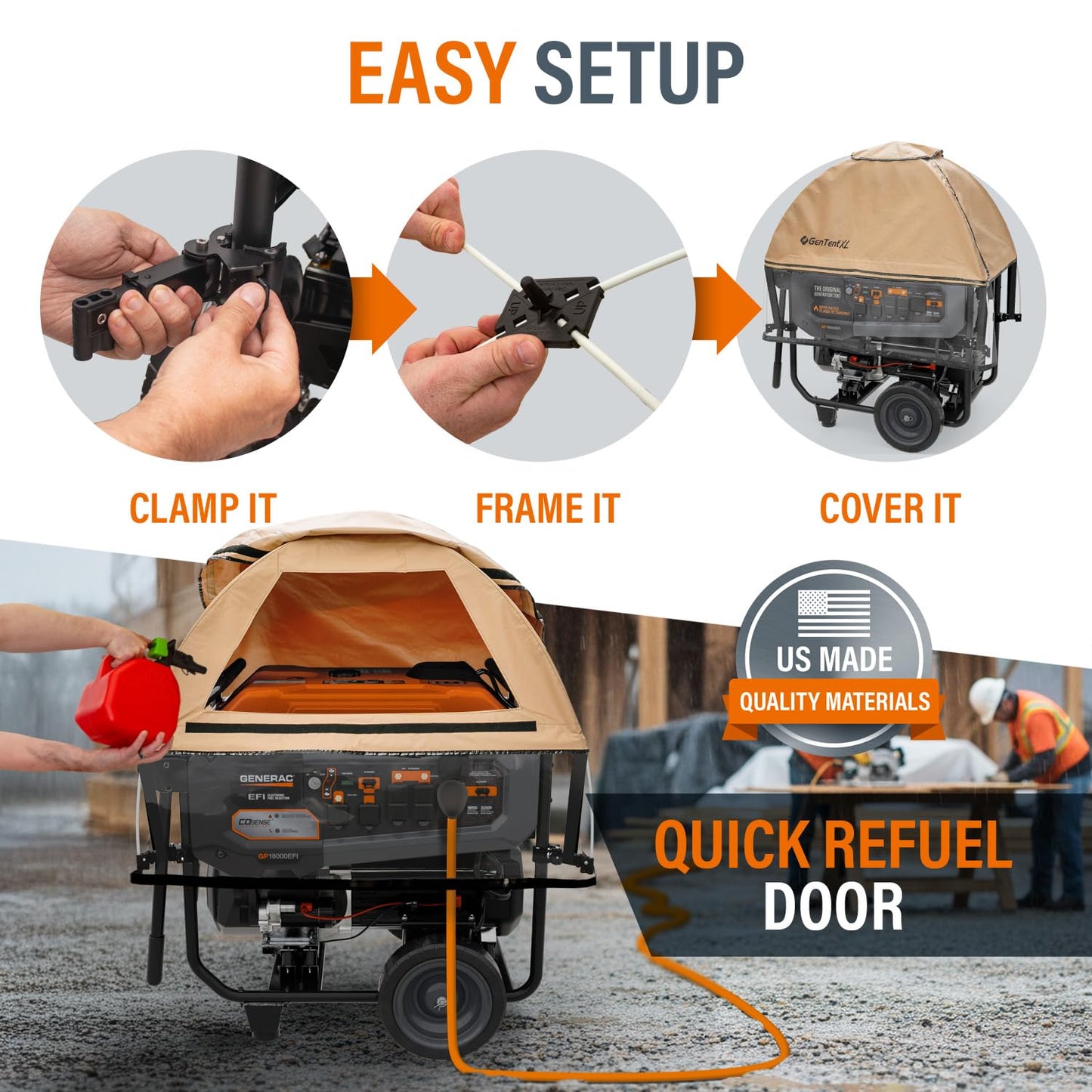 GenTent XL Open Frame Running Cover – Universal Kit Generator Tent for Larger Generators (Tan, XL - Standard)