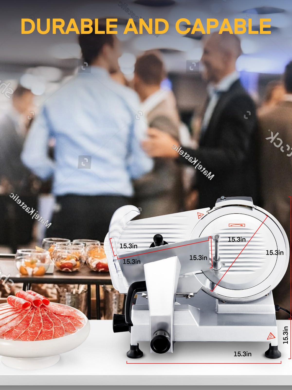 Meat Slicer Commercial 370W, 12 inch Electric Food Deli Slicer, 120 Pcs/Min Premium Chromium-plated Steel Blade, Semi-Auto Meat Slicer for Home Use