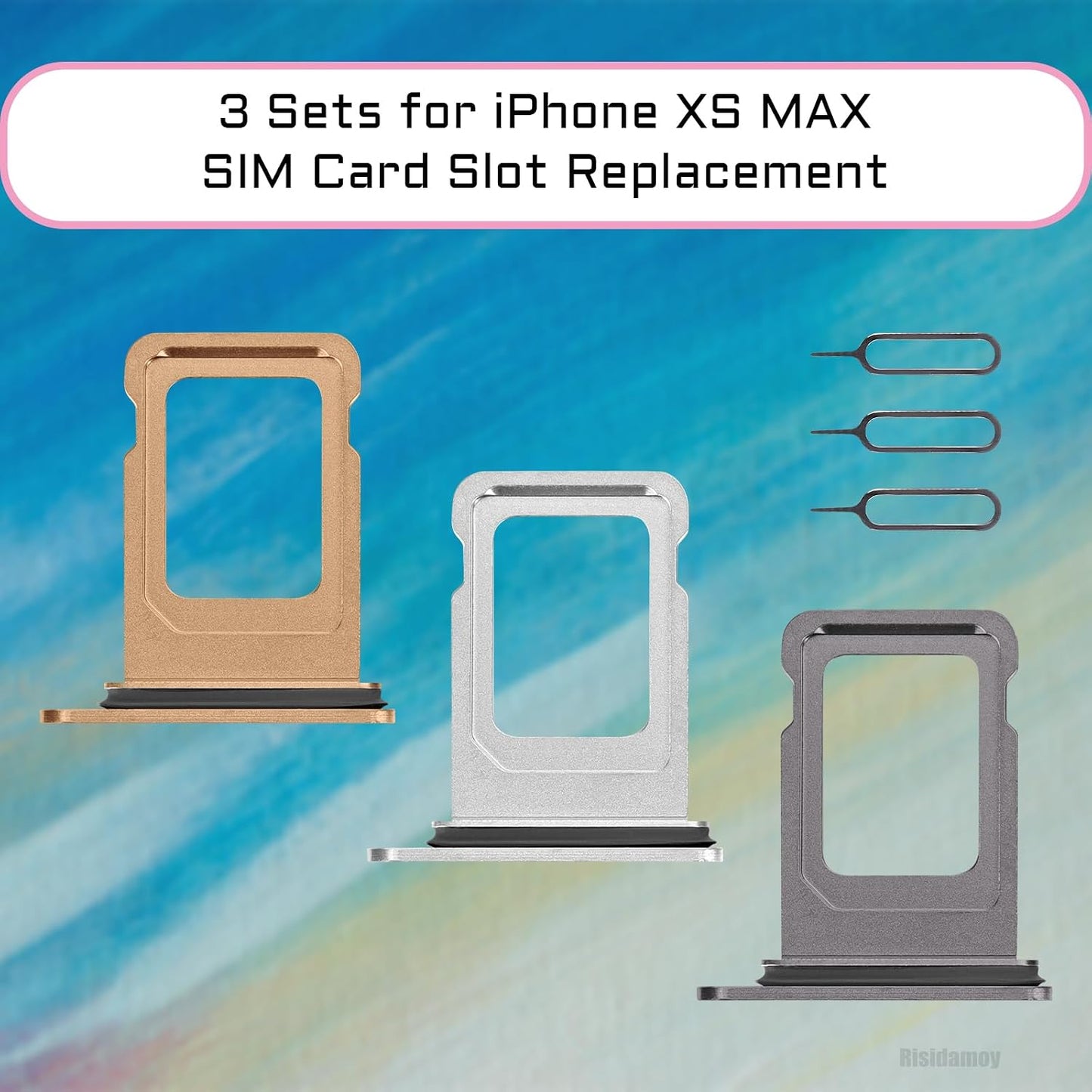 3 A1921 A2101 A2102 A2103 A2104 Color SIM Card Tray Holder Slot Replacement for iPhone XS MAX (Gold/Black/Silver)