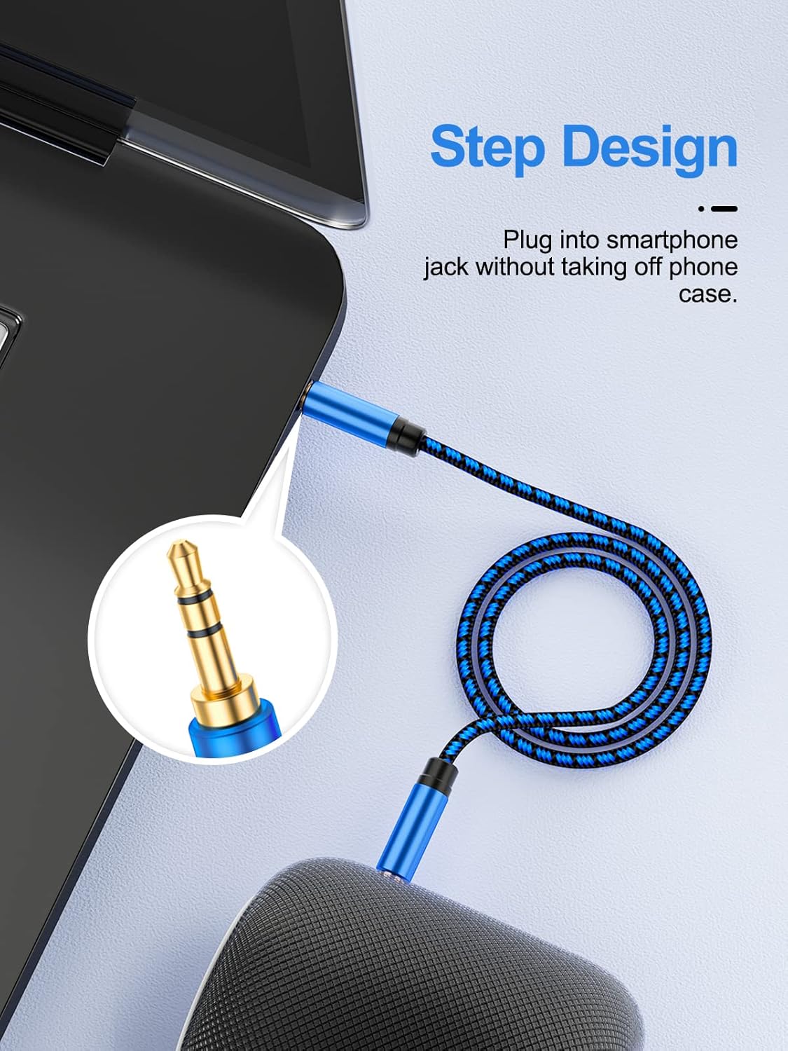 3 3.5mm ft Aux Cord - Audio Cable Compatible with Car Stereo, Nylon Braided Auxiliary Wire for Speaker, Smartphone