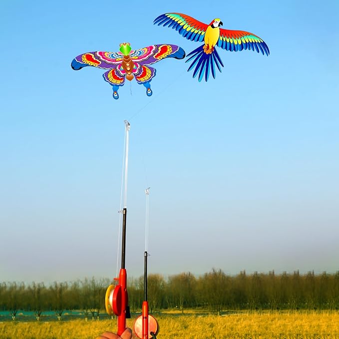 HENGDA KITE Fishing Rod Kite,for Kids and Adults,Easy to Fly,Excellent Fabric and Structure Design,The Pictures are Beautiful in high Definition,Suitable for Beginners(13x8) in.