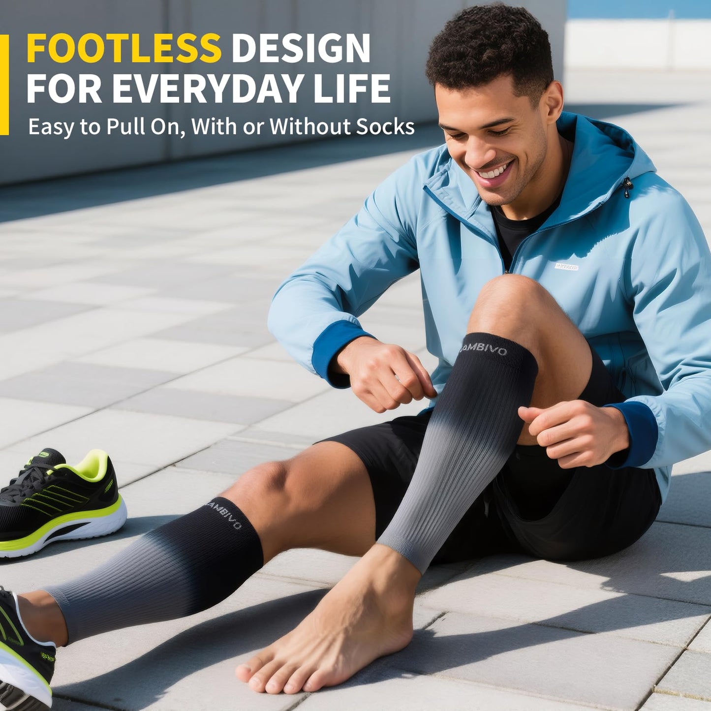 CAMBIVO Gradient Calf Compression Sleeves, 20-30 mmHg Medical Footless Compression Socks for Shin Splints, Leg Fatigue, Travel, Running, Standing & Daily Wear – Stylish Leg Support for Men & Women