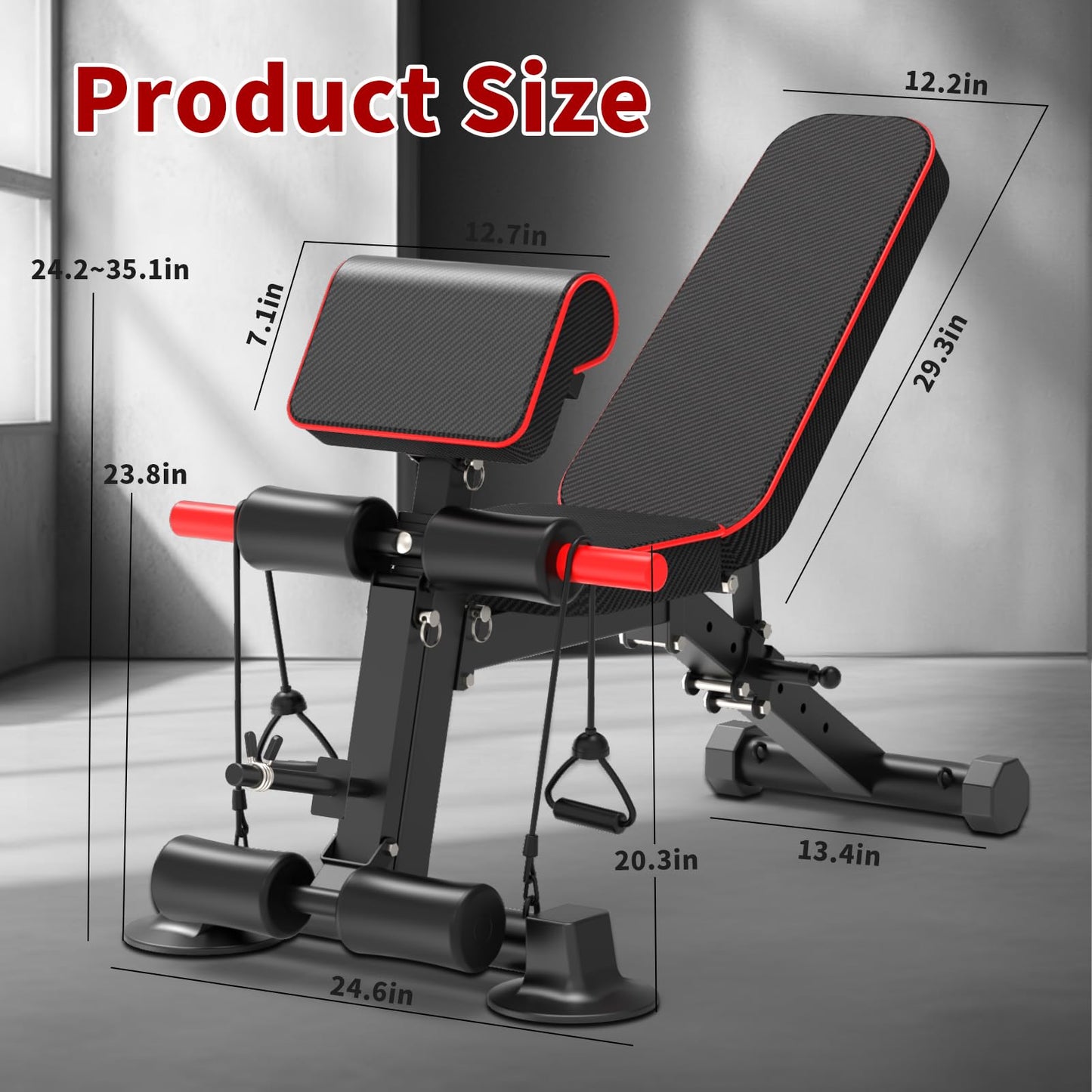 Adjustable Weight Bench,Utility Workout Bench Foldable Incline Decline Benches for Home Gym Full Body Workout,Load 500LBS