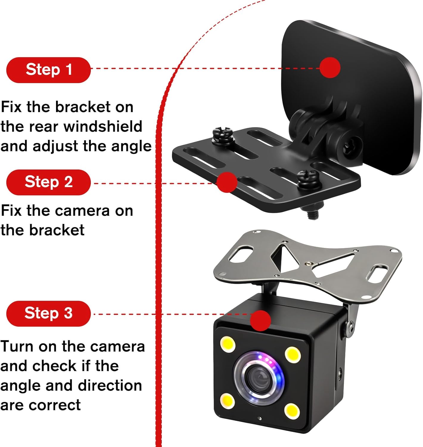 Xthrotsenk 2 Pcs Rear Camera Holder Universal Rear View Camera Rear Window Mount Back Windshield Backup Camera Mount