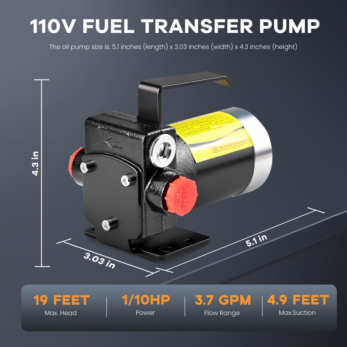 110V AC Gasoline Fuel Pump Kit, Self-priming Fuel Transfer Pump, Reversible Pumping, Overheat Protection, Explosion-proof, Suitable for Gasoline, Diesel, Mineral Oil, Kerosene
