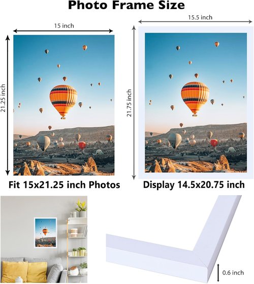 JCJMY Puzzle Frame - 15x21.25 Wall Hanging Picture Frame in White with Shatter-Resistant Plexiglass