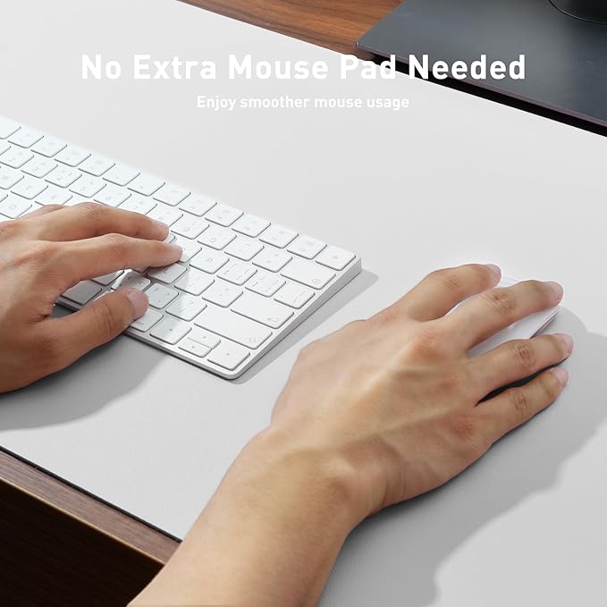 Aothia Faux Leather Desk Mat - Non-Slip PU Leather Desk Blotter, Waterproof Writing Surface, Large Desk Pad for Office & Home (Off-White, 55" x 17")