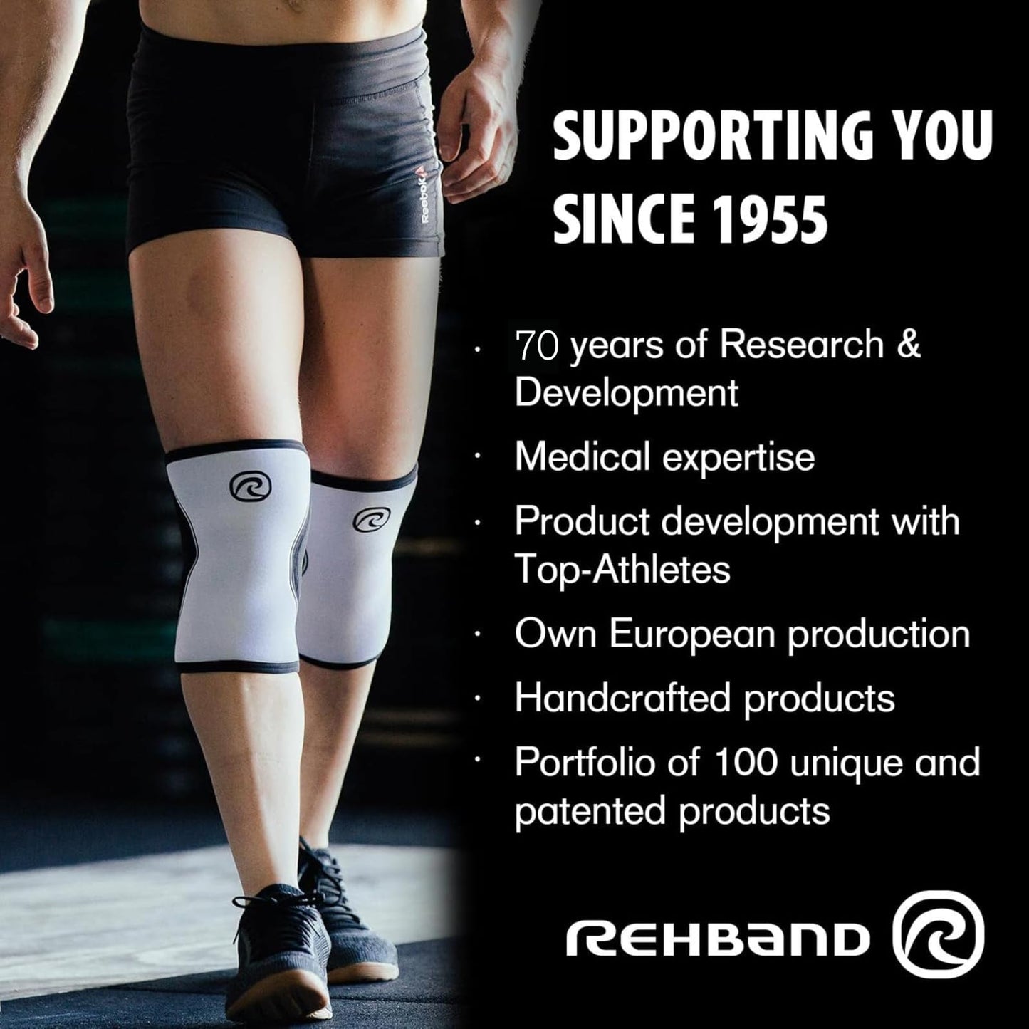Rehband Original Knee Pads, Neoprene knee protection sleeves for volleyball & indoor sports, Kneepad women & men, Colour:Blue - 1 Pair, Size:Medium