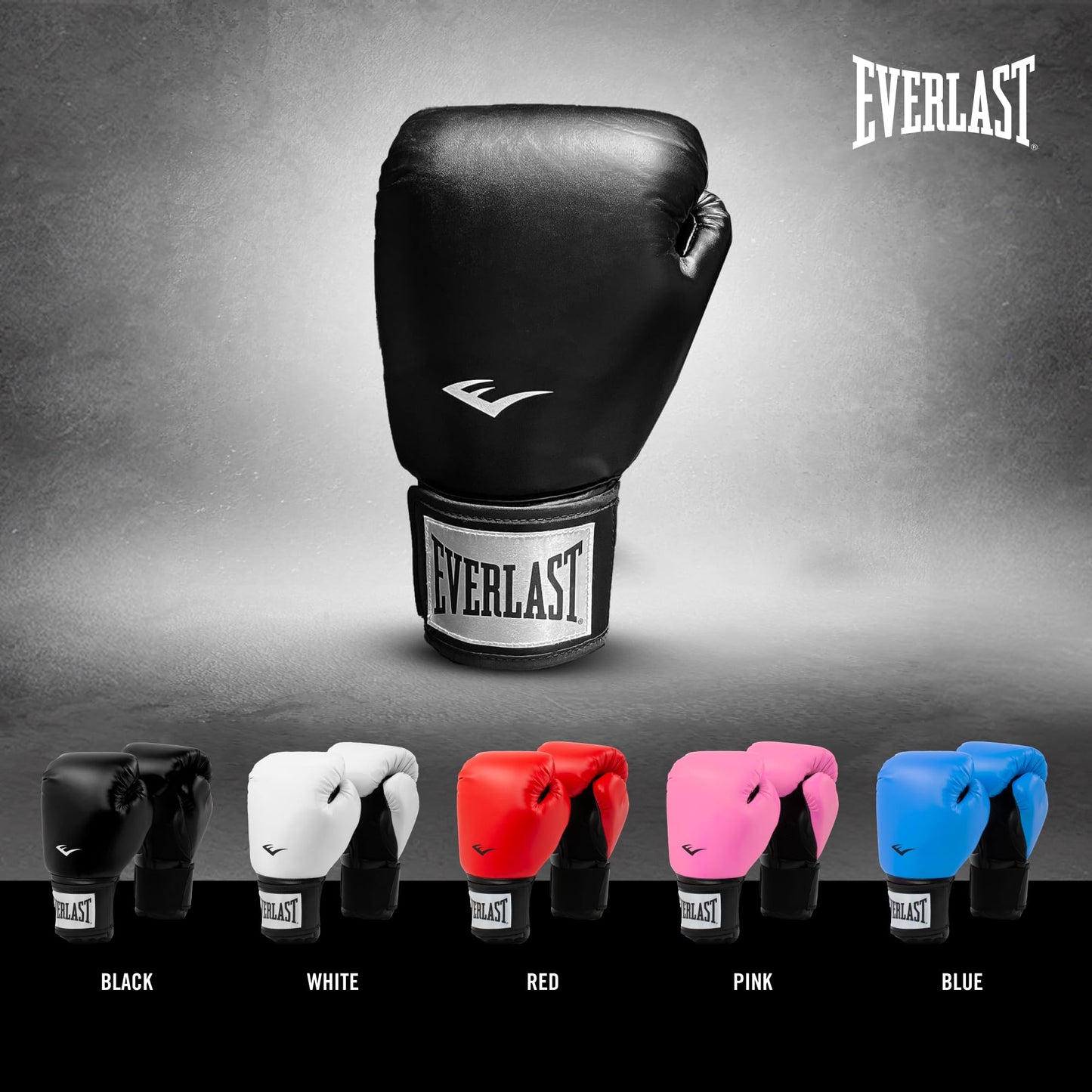 Everlast ProStyle 2 Boxing Gloves | Classic Fight Training Gloves for Men and Women | Secure Fit Hook and Loop with Wrist Support | Heavy Bag & Fitness Training (14 oz | Black)