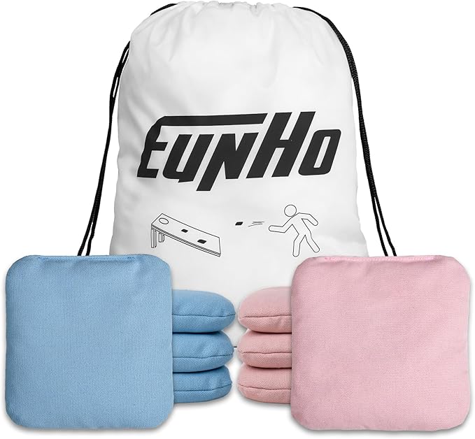 EunHo Cornhole Bags Set of 8 Regulation Size & Weight Corn Hole Bean Bags Official Professional All Weather for Tossing Game with Carry Case