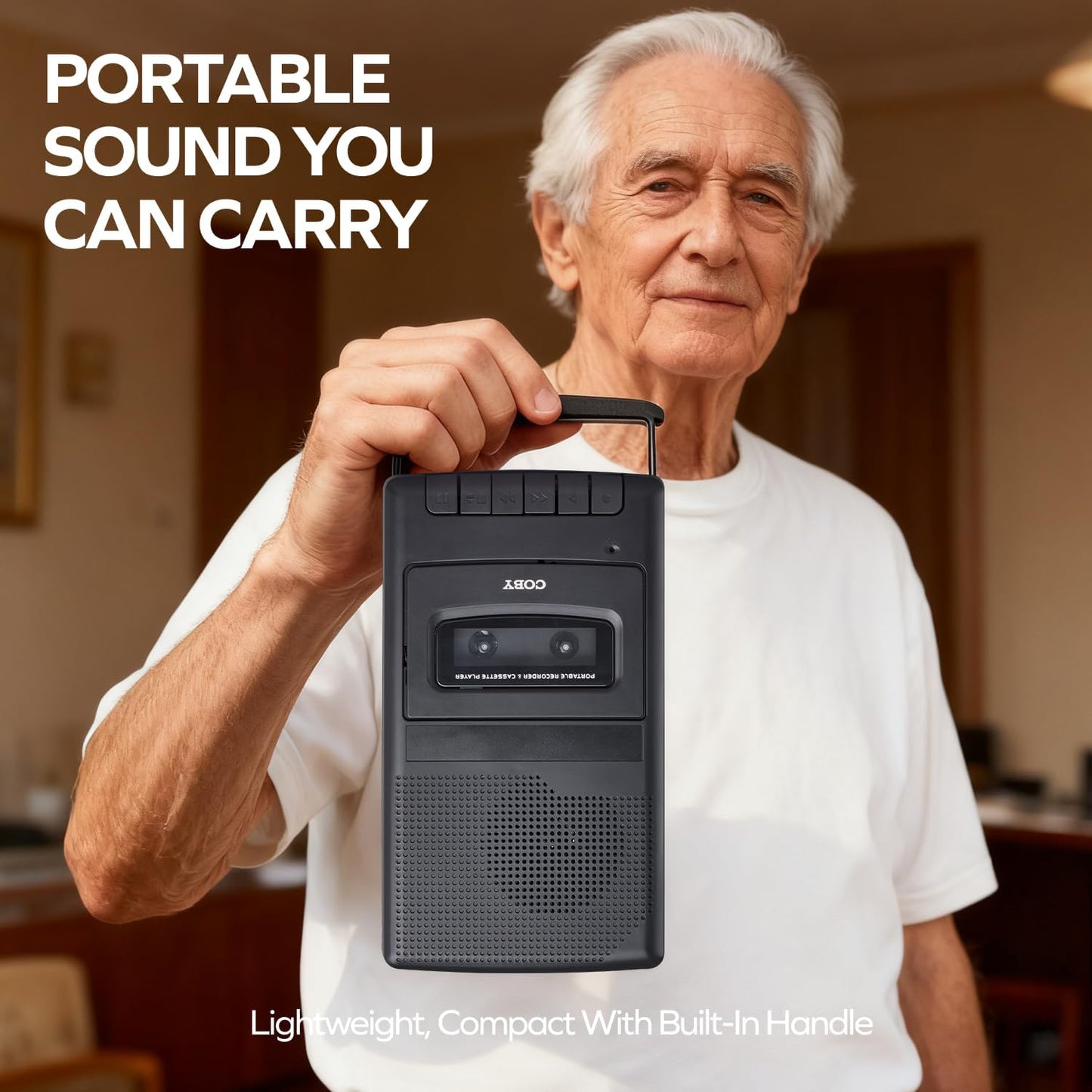 Coby Cassette Portable Player & Recorder Retro Audio Tape Recorder with Built-In Microphone, Speaker & Headphone Jack