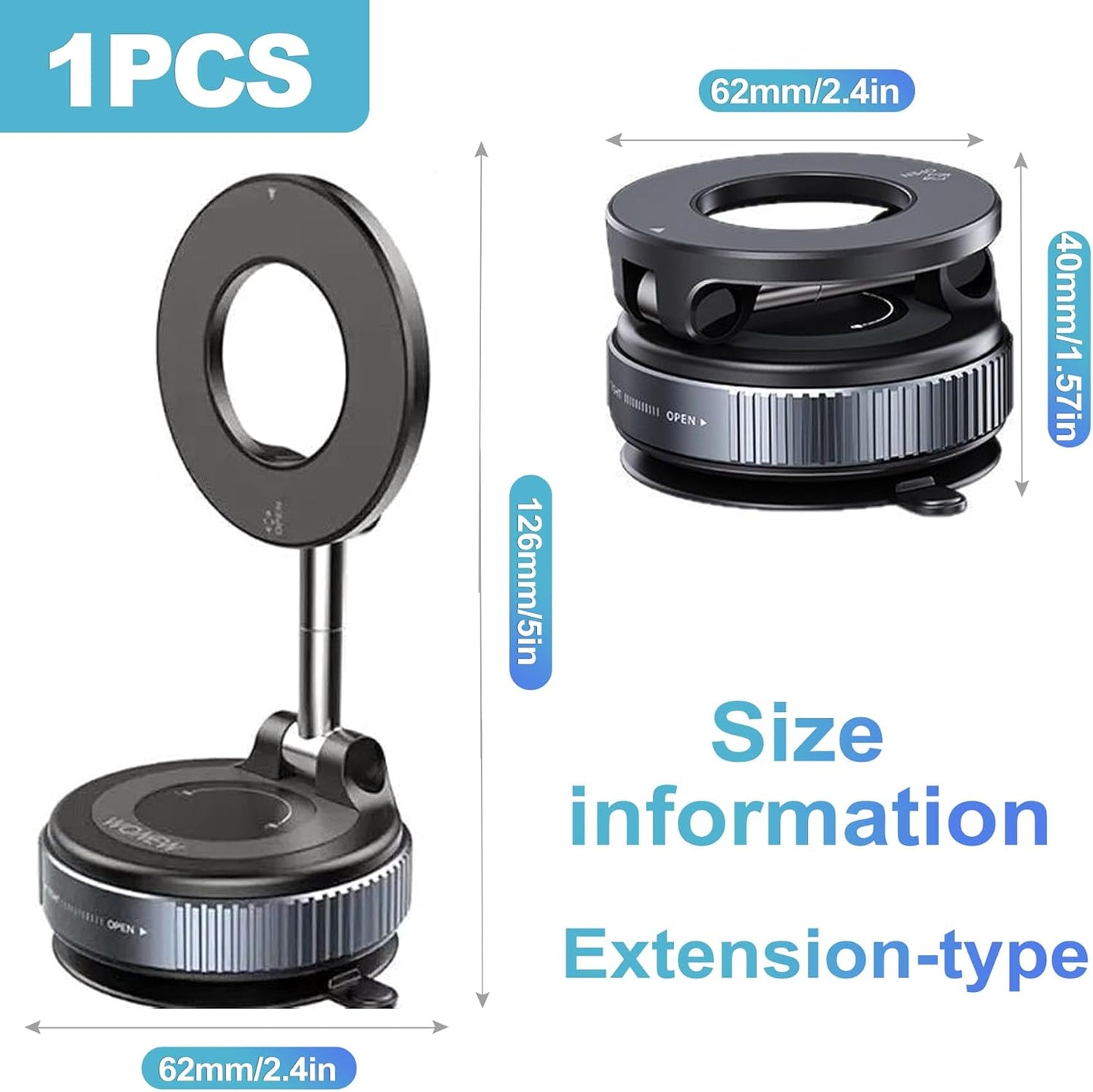 CoguZed 360 Magnetic Suction Cup Phone Mount, Strong Vacuum Phone Holder with Degree Adjustable and Foldable Arm