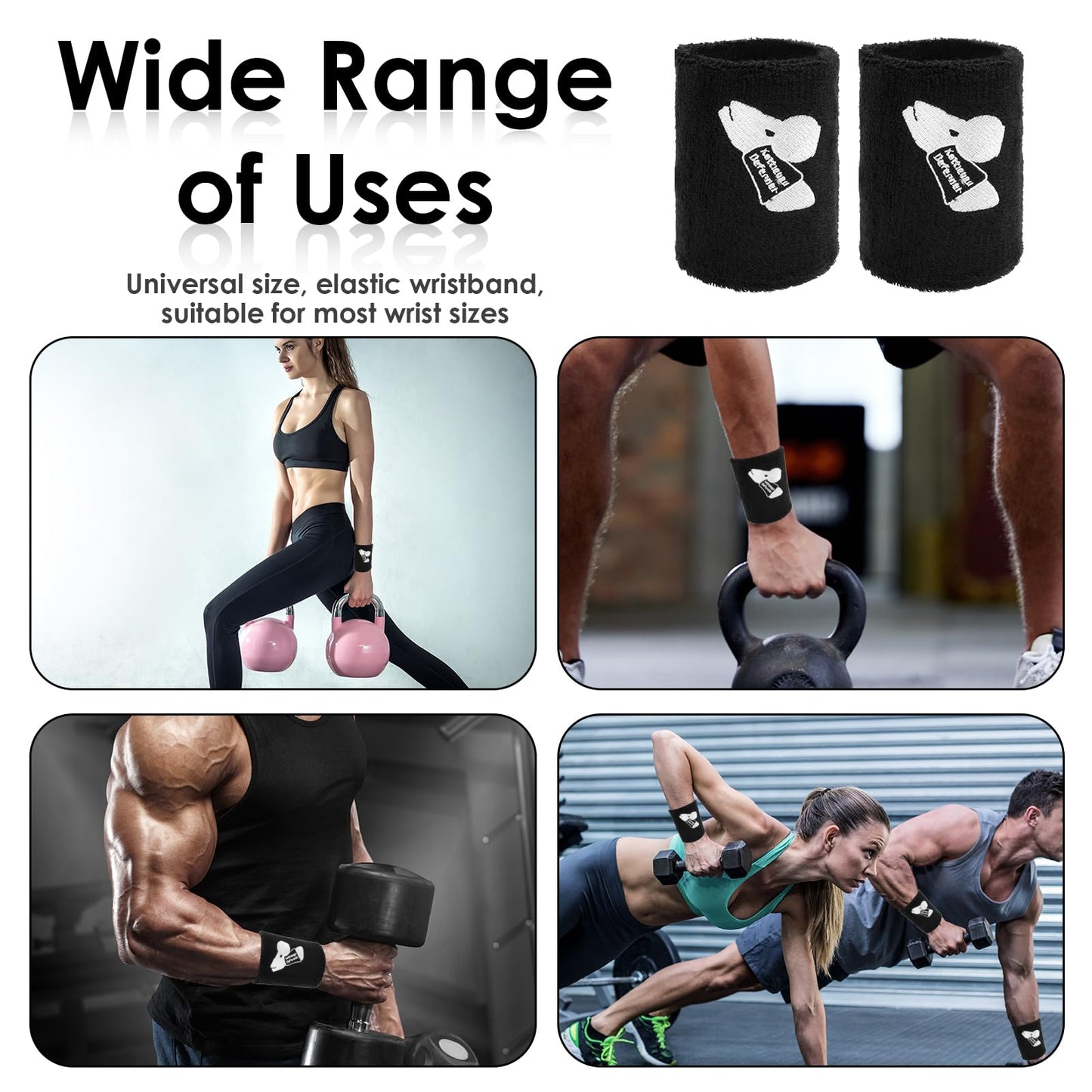 Kettlebell Wrist Guards with Built-in PP Hard Plate for Impact Protection, Moisture-Wicking Cotton Sweatbands for Heavy Lifting & HIIT, Zero Setup Large Fit for Thicker Wrists & Users Over 220 lbs