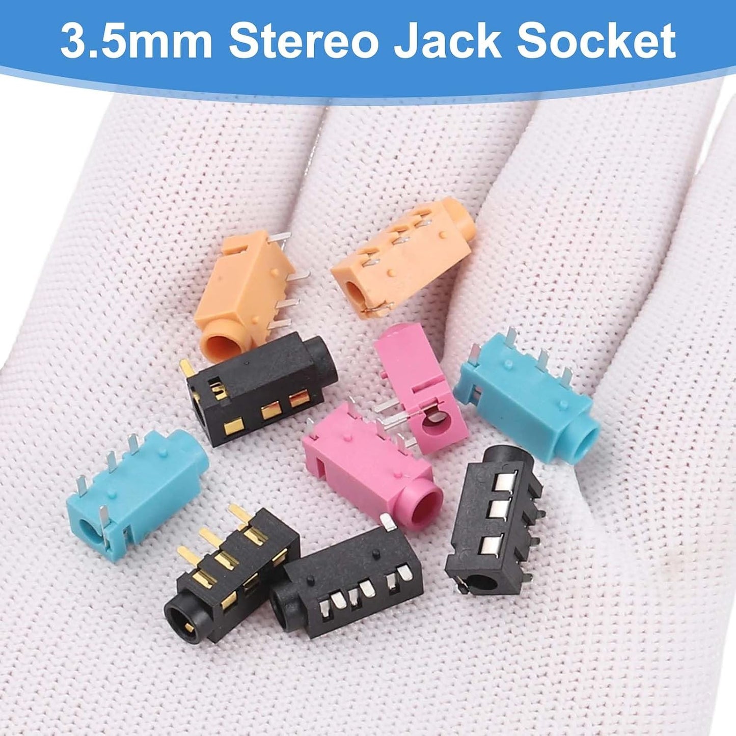 12Pcs 1/8" 3.5mm 4 PJ-320A MP3/MP4 uxcell Stereo Jack Socket, Pin PCB Mount Female Socket Headphone Audio Connector