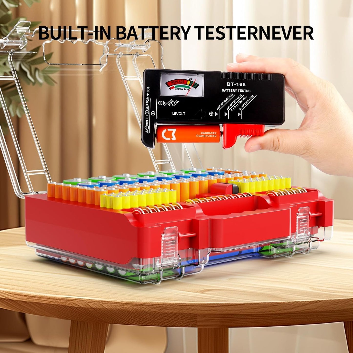Molutsody 260 Pack) Battery Organizer Storage Holder Box Case with Tester, Stores & Protects Up to Batteries