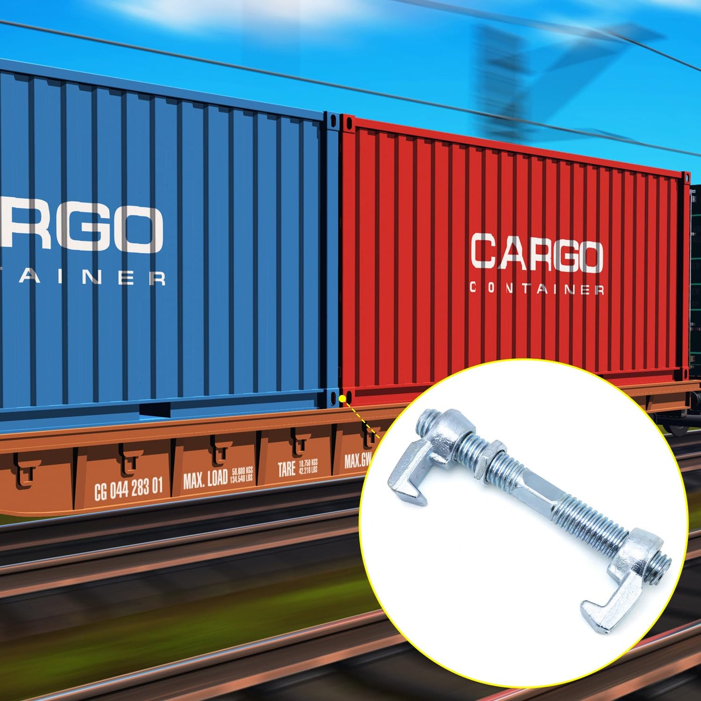 QWORK Rail Shipping Container Bridge Fittings Clamp, 4 Pcs, 260 mm Clamps, Zinc Coated, Corrosion Resistant