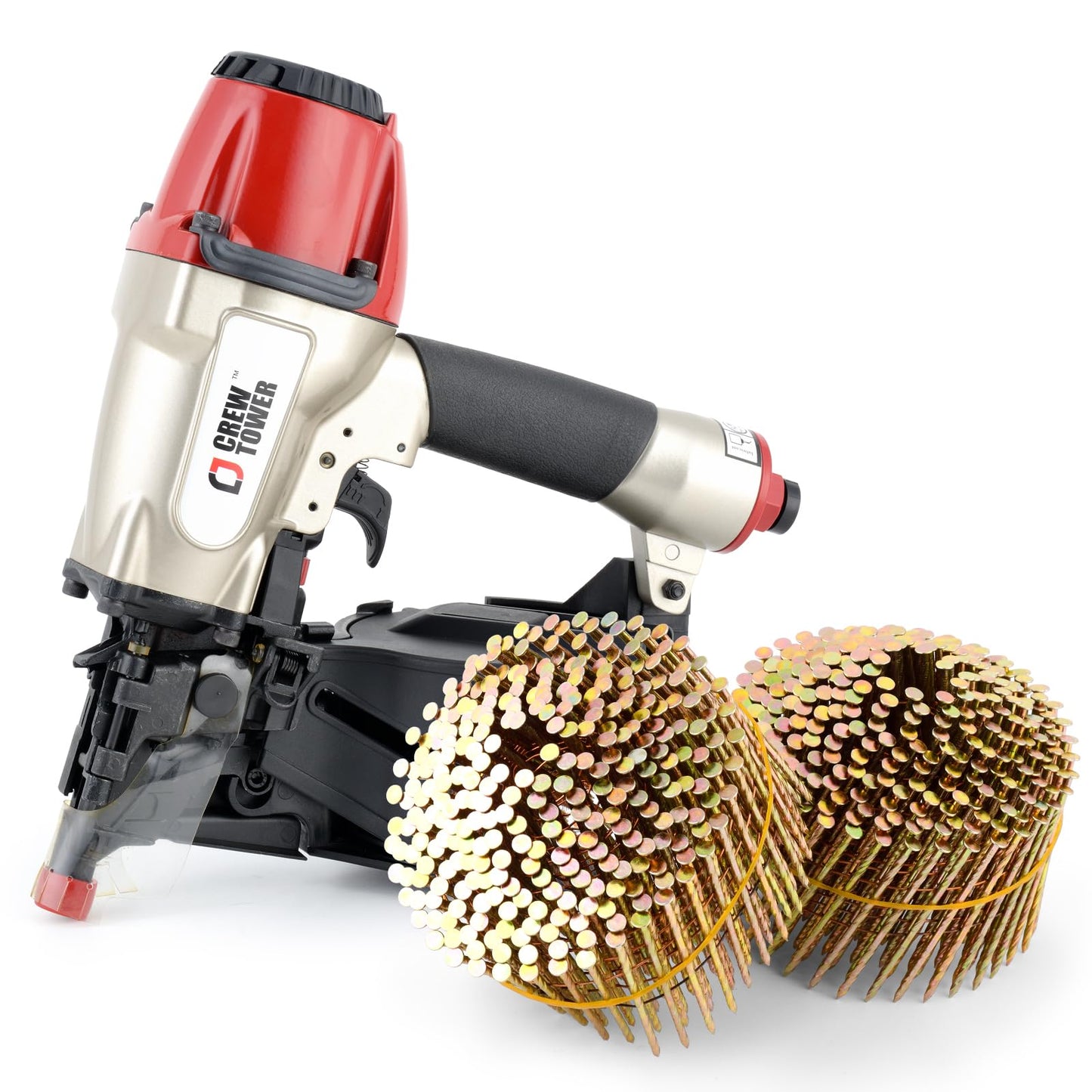 CREWTOWER 15 Gauge 1-1/4-Inch to 2-1/2-Inch Siding Nail Gun and 3600 Count 2-1/2" x .090 Coil Nails Set