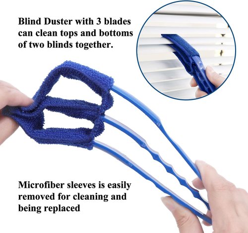 Hiware Window Blind Cleaner Duster Brush - 5 Microfiber Sleeves for Efficient Dusting | Ideal for Shutters & Air Conditioners
