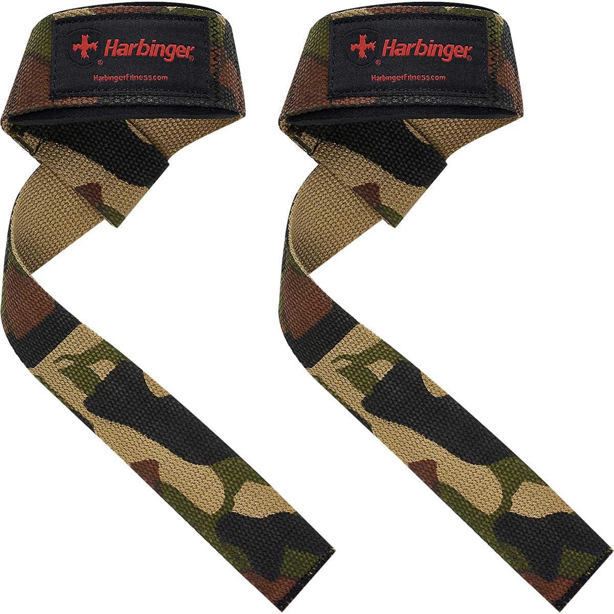 Harbinger Padded Cotton Lifting Straps with NeoTek Cushioned Wrist (Pair), Camo