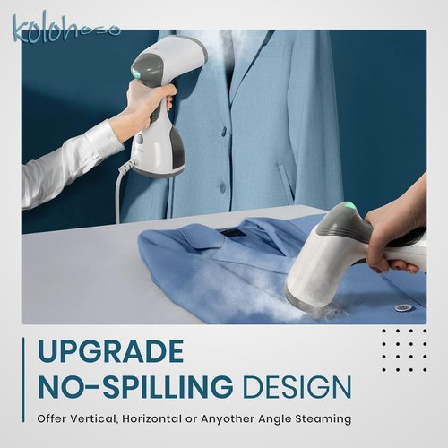 Kolohoso Handheld Garment Steamer - 1500W Fast Heat Up, Portable Travel Design, 260ml Tank - Grey