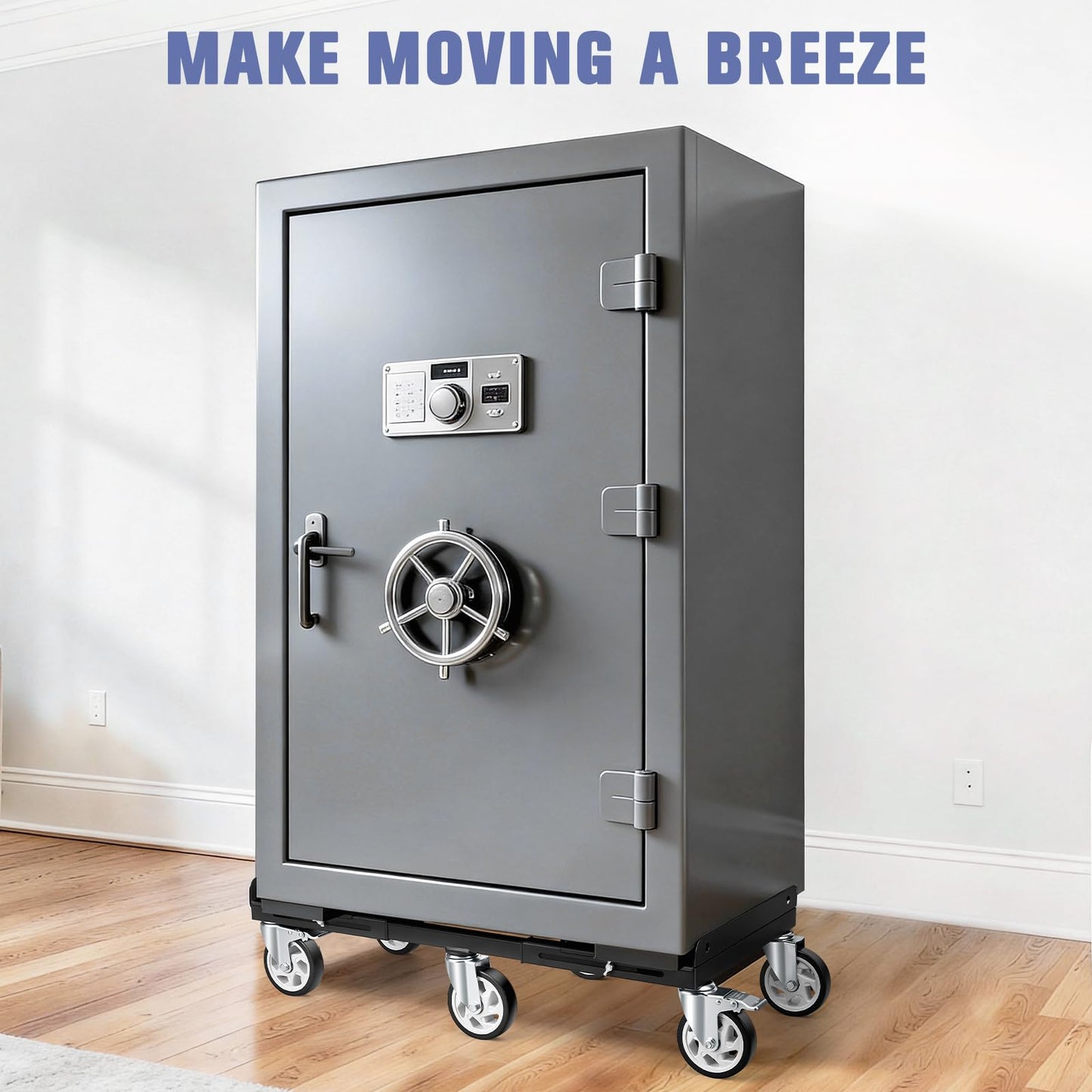 KEDSUM Moving Dolly with 5" All Terrain Wheels, 2000LBS Heavy Duty Dolly Cart with 100% Thicken Steel Frame, Expandable Furniture Dolly Up to 43.7" Wide, Used for Heavy Appliance, Building Materials