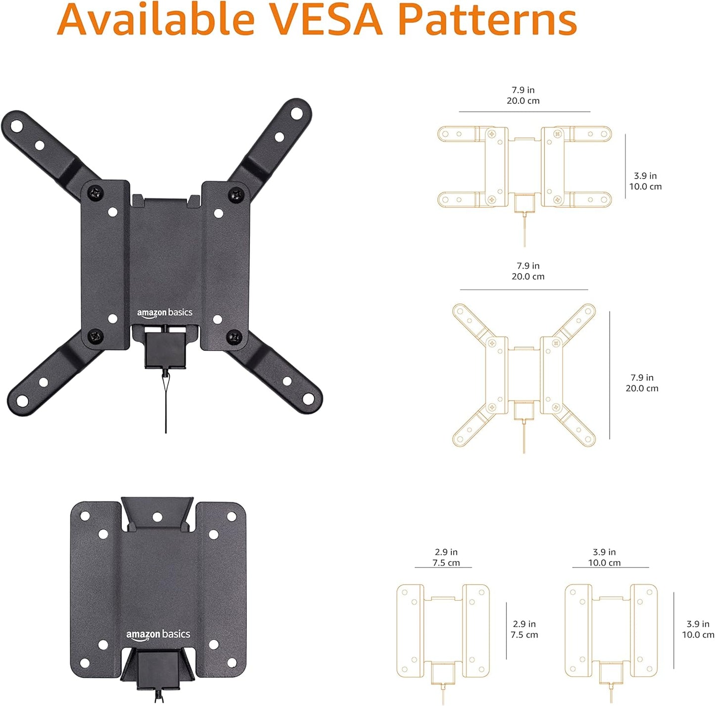 Amazon Basics 12" 40" 200x200, 40 lbs Fixed Flat TV Wall Mount, Low Profile, for to TVs, VESA Capacity