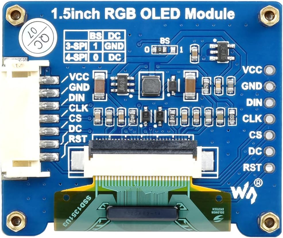 waveshare 1.5inch 128x128 16-bit (65K Communicating RGB OLED Display Module Pixels High Color Colors) with Embedded