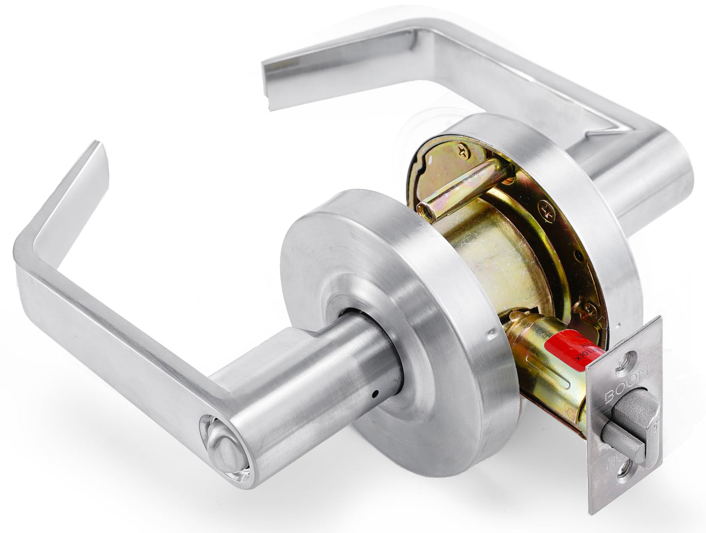 Boomerang Heavy-Duty Entry with Clutch Function Commercial Lever Door Lock, ADA & Grade 2 Industrial Door Handle, Cylindrical Lever, Non-Handed, Satin Chrome (US26D)