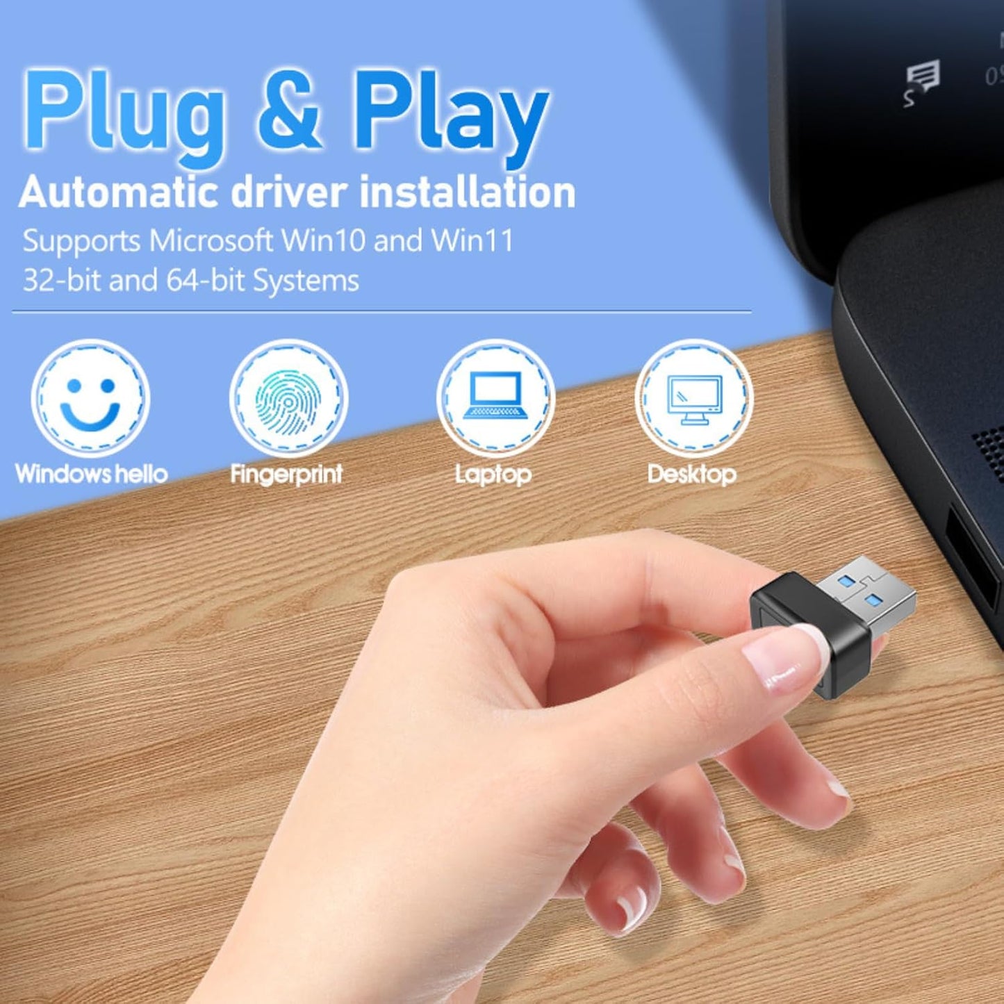 Diyeeni 360 10 10 11 32 64 ixw4kzr5v0 Mini USB Fingerprint Reader, Touch Speedy Matching Biometric Scanner, for Hello