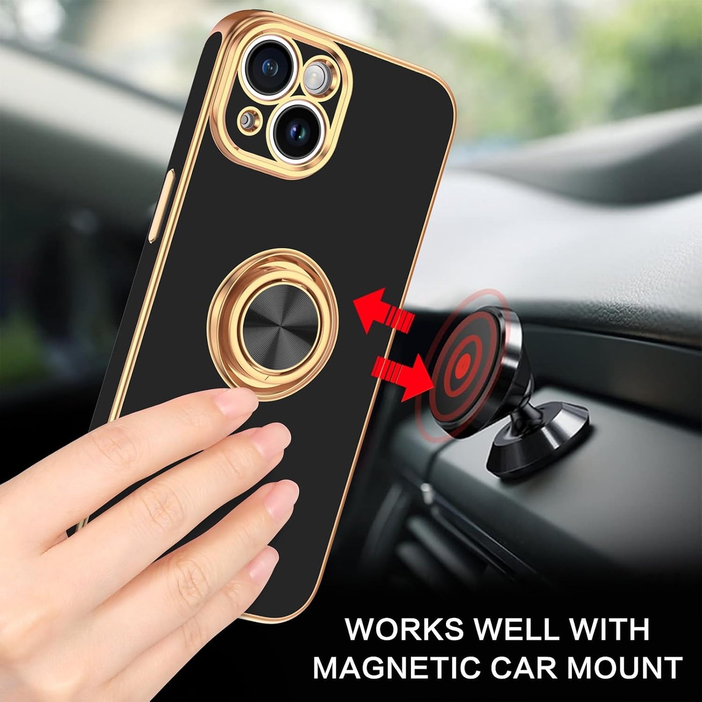 BENTOBEN 15 15, 360 Compatible with iPhone Case, Phone Case iPhone Slim Fit Ring Holder Shockproof Kickstand Magnetic