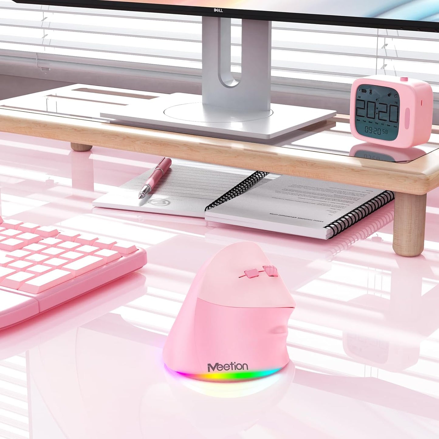 MEETION Bluetooth(5.2 3.0) 4 Ergonomic Mouse Wireless, Vertical Mouse RGB Backlit, Rechargeable Mice for + USB-A