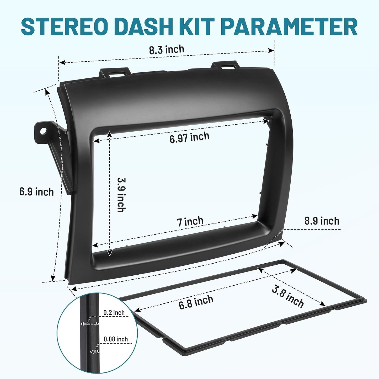 2004-2010 NuIth Double DIN Radio Dash Kit W/Radio Wire Harness for Toyota Sienna Non JBL System, Double DIN Car Stereo