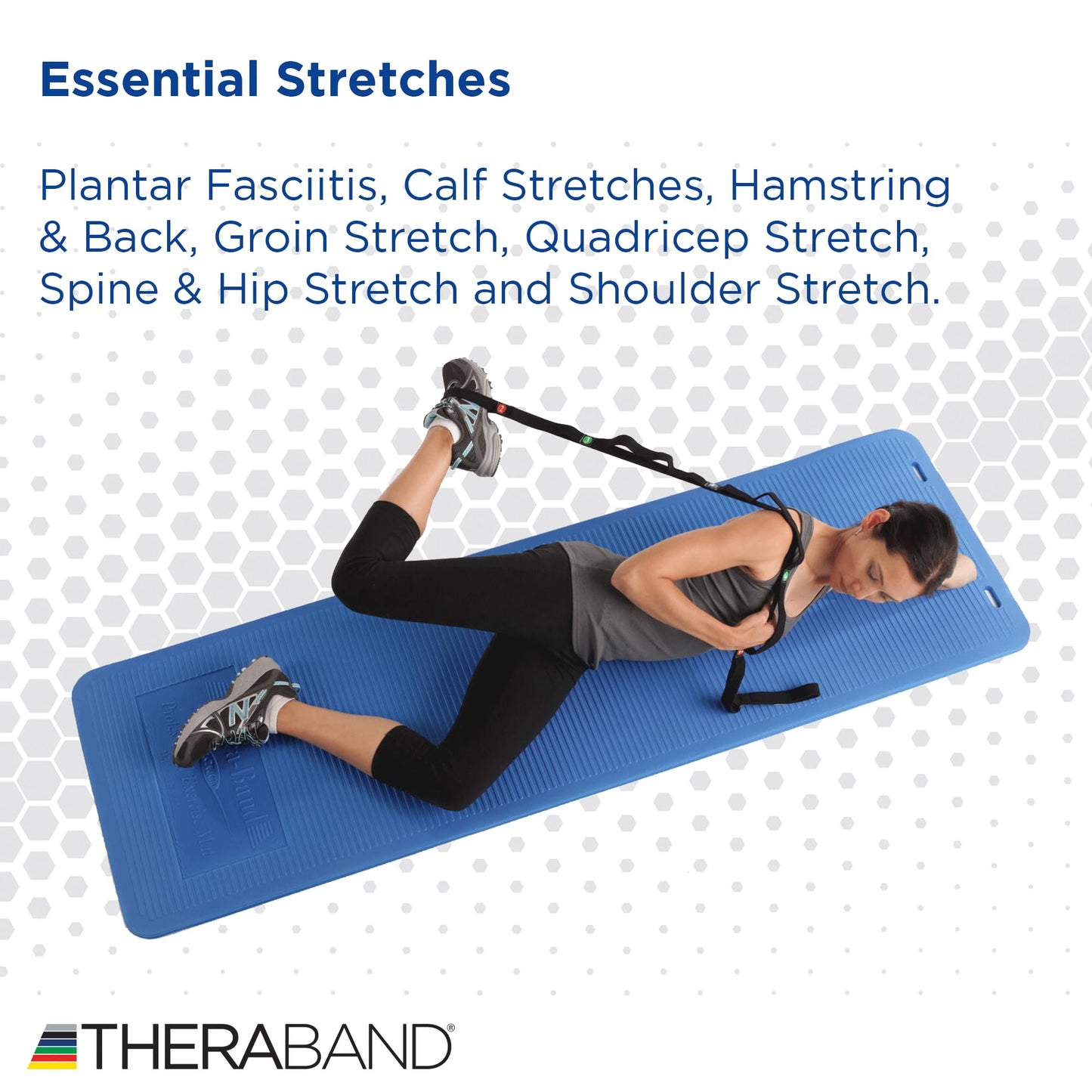 THERABAND Stretch Strap with Loops to Increase Flexibility, Dynamic Stretching Tool for Athletes Including Dancers, Cheerleaders, Gymnasts, Runners, Pilates and Yoga Elastic Stretch Out Band