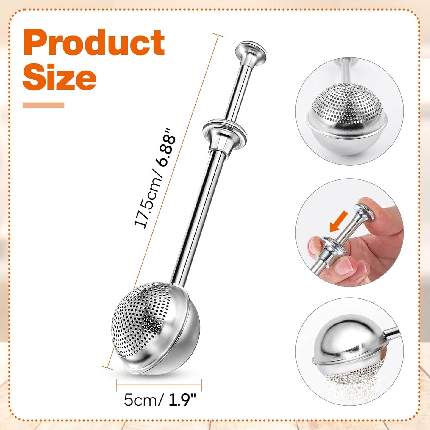 Powdered Sugar Shaker by 18/8 Stainless Steel - One-Handed Dispenser for Flour & Spices