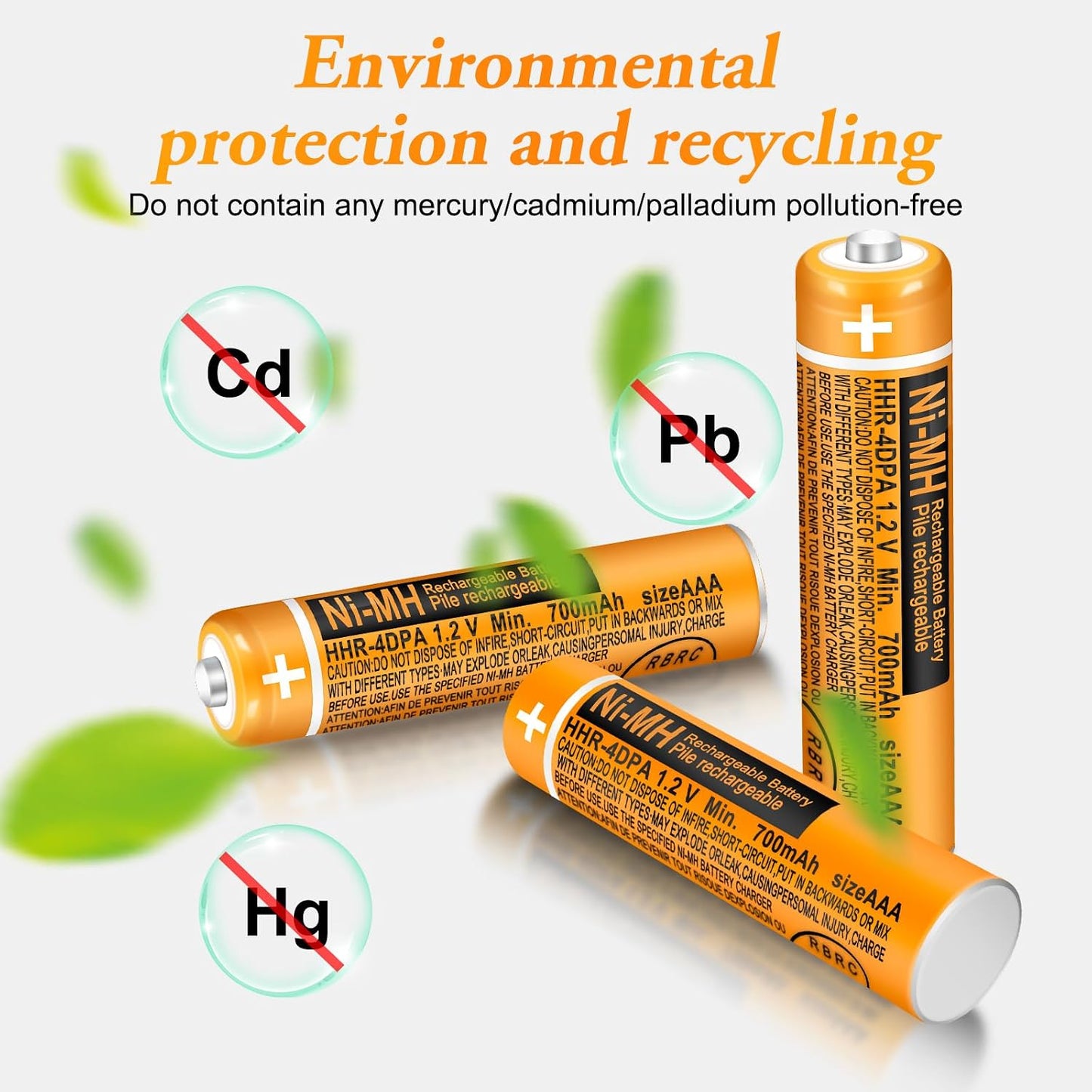 CUCESH 1.2V 700mah (4) NI-MH AAA Rechargeable Battery Rechargeable AAA Batteries for Panasonic Cordless Phones, Remote