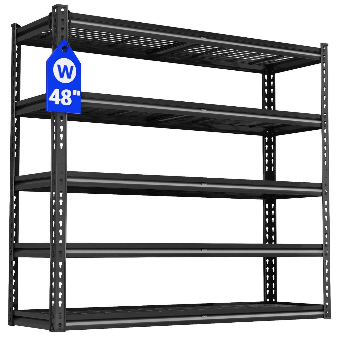 VDEVY 48" W Garage Shelving Heavy Duty,5-Tier Storage Shelves,3030LBS Adjustable Metal Shelving Units for Basement, Kitchen,Commercial,Warehouse,Pantry, 48" W x 72" H x 24" D