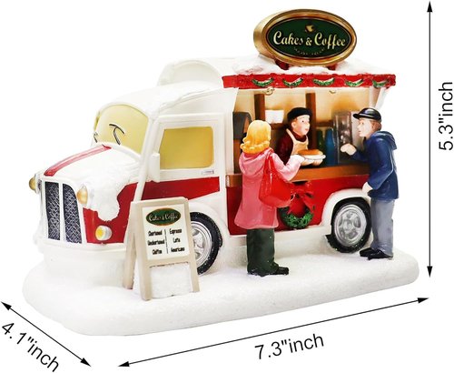 **MOMENTS IN TIME Christmas Village LED Food Truck Scene - Hand-Painted Holiday Tabletop Décor**