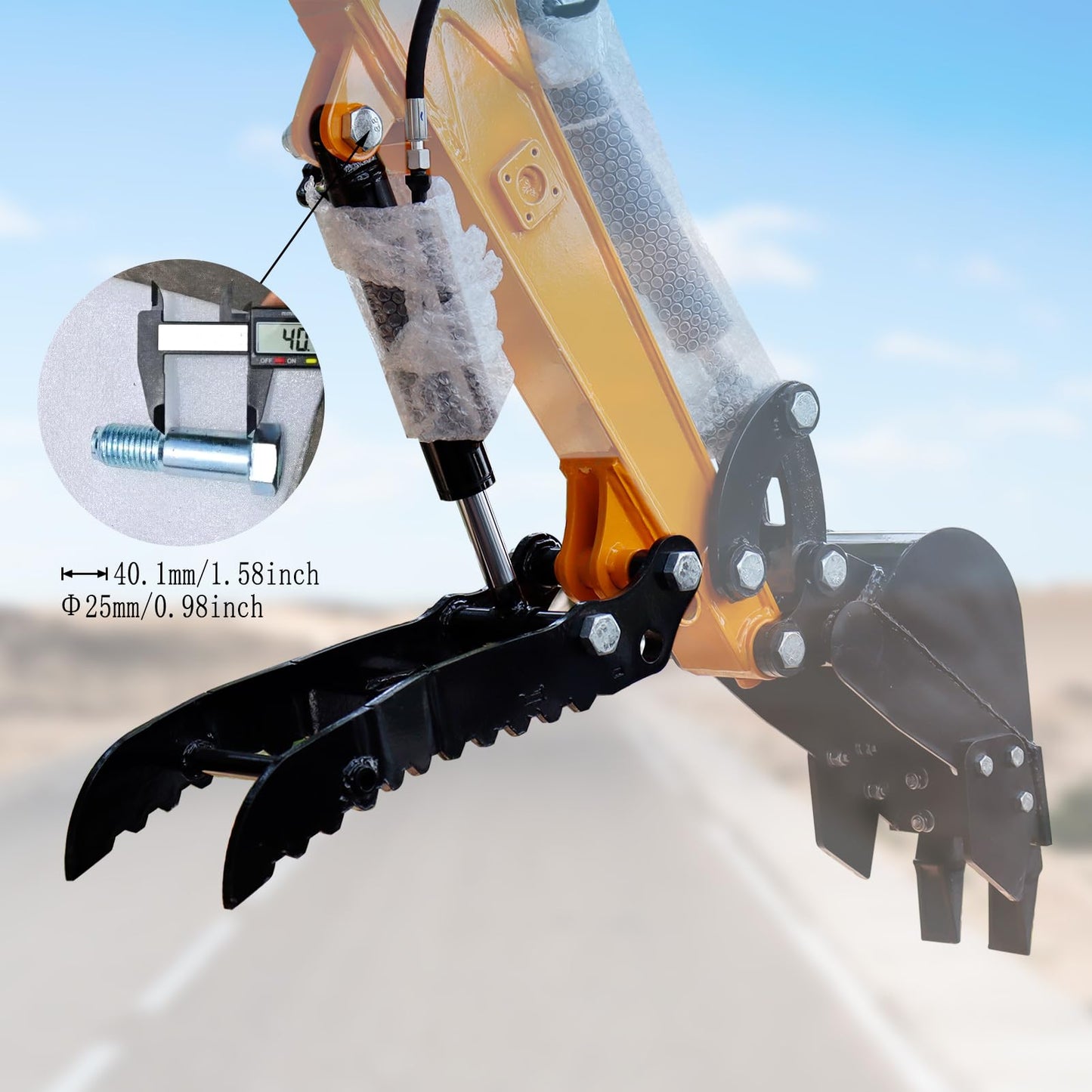 DANWIWEE Hydraulic Thumb Clip For Mini Excavators Attachments, Metal Grab Clip Thumb with 2*M14 Hoses for Single Hole Hydraulic Thumb Clip without L-Shaped Bracket